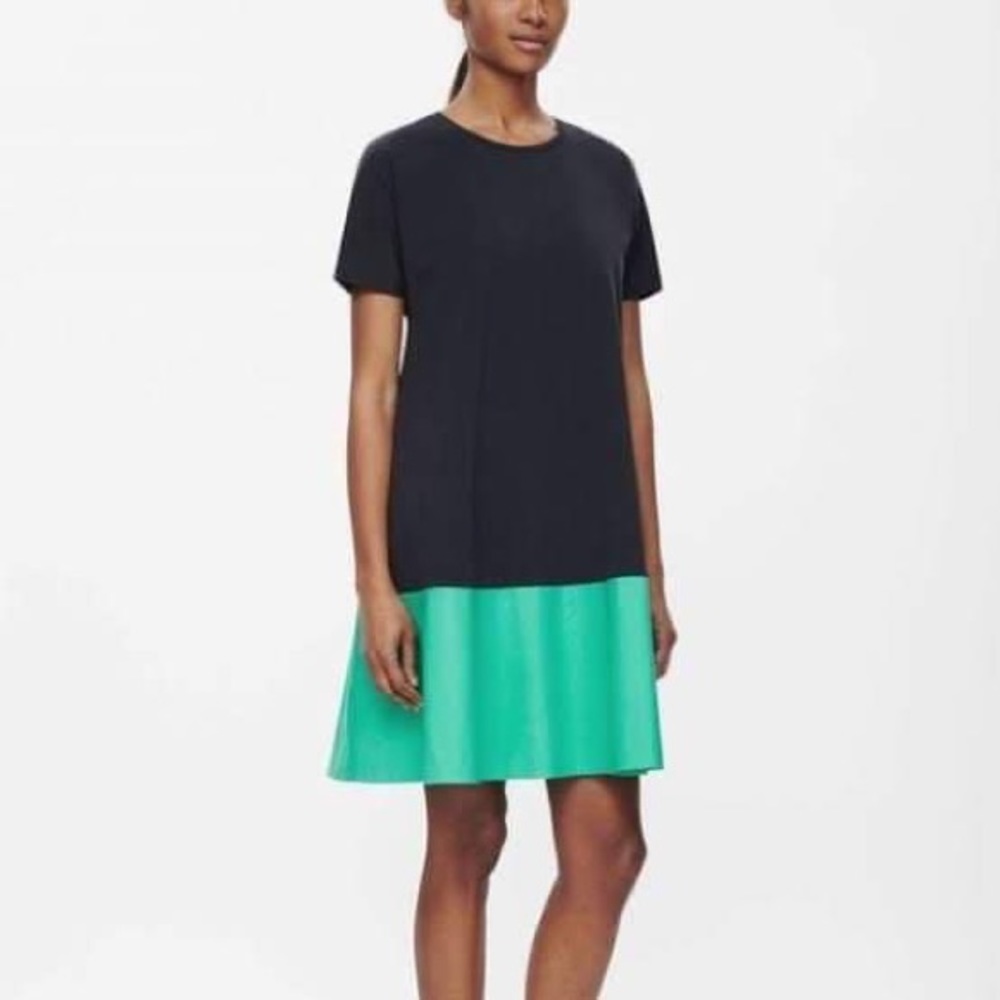COS Color Block T-Shirt Dress Navy Blue & Green